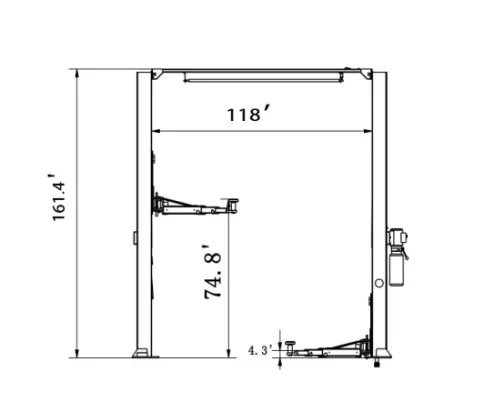 Aston 12000 lbs. 2 Post Car Lift Symmetric Overhead Single Point Lock Release - Image 6