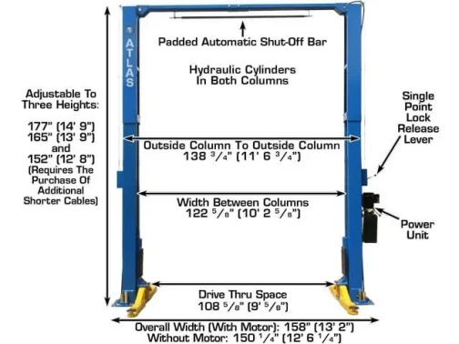 Atlas PV12PX 12,000 lb Overhead 2-Post Lift - Image 4