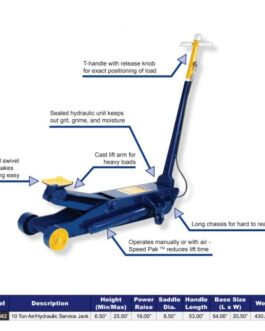 Hein-Werner 10-Ton Air Assist Long Chassis Service Jack