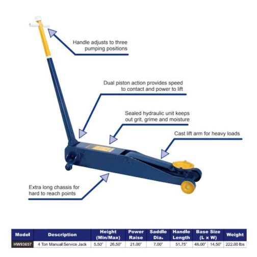 Hein-Werner 4-Ton Long Chassis Service Jack - Image 2