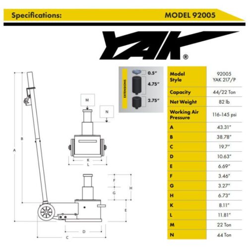 ESCO Yak 22-44 Ton Portable Air Hydraulic Jack - Image 4