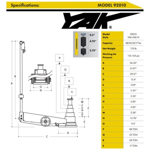 ESCO Yak 17-28-55-88 Ton Air Hydraulic Jack - Image 5