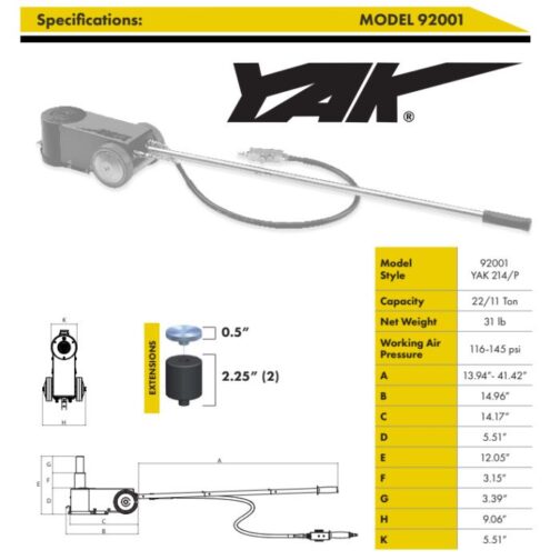 ESCO Yak 11-22 Ton Portable Air Hydraulic Jack - Image 6