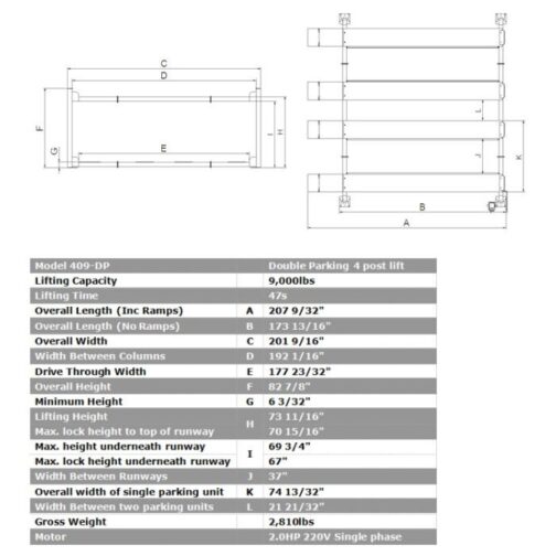 AMGO 409-DP Double Parking Four Post Lift - Image 4