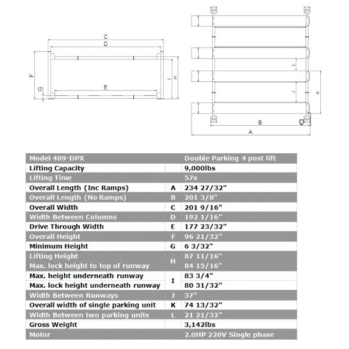 AMGO 409-DPX Double Parking Four Post Lift - Image 4