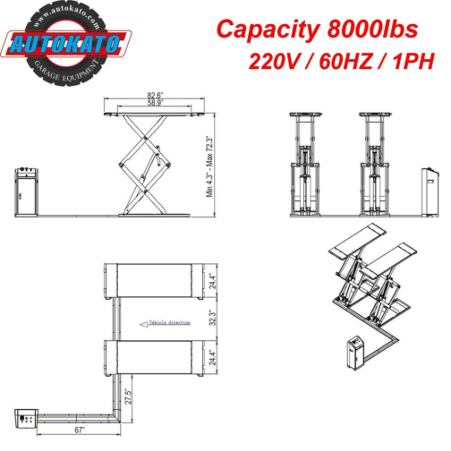 Stratus Commercial Grade On-Ground or In-Ground Mount Low Profile Full Rise Scissor Car Lift - Image 5