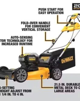 Dewalt 20V MAX 21.5 in Walk Behind Lawn Mower Kit, Hedge Trimmer Kit