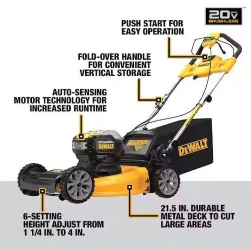 Dewalt 20V MAX 21.5 in Walk Behind Lawn Mower Kit, Hedge Trimmer Kit