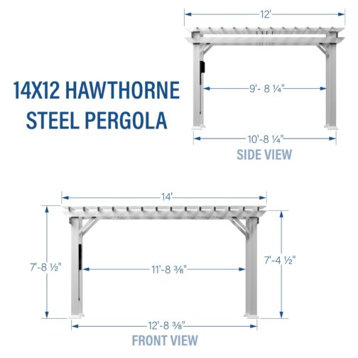 14x12 Hawthorne Traditional Steel Pergola With Sail Shade Soft Canopy - Image 4