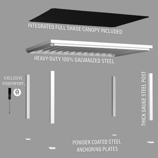 16x12 Windham Modern Steel Pergola With Sail Shade Soft Canopy - Image 18