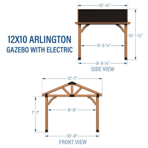 12x10 Arlington Gazebo with Electric - Lt Brown - Image 3