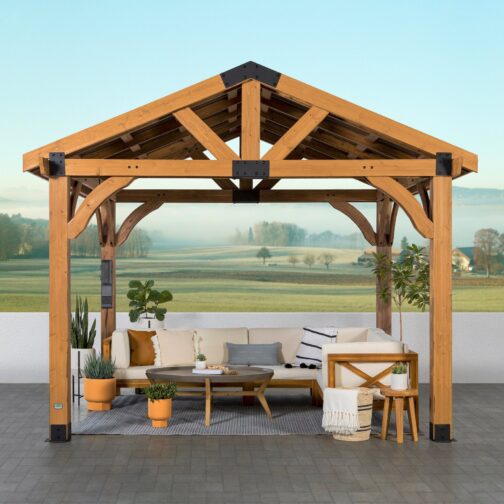 12x10 Arlington Gazebo with Electric - Lt Brown - Image 6