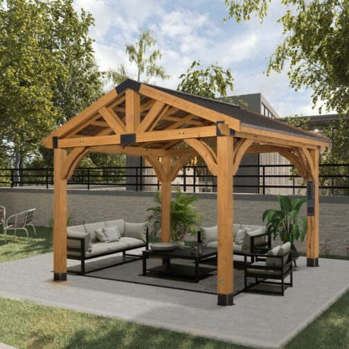 12x10 Arlington Gazebo with Electric - Lt Brown - Image 12