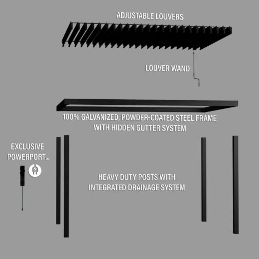 14x10 Sarasota Steel Louvered Pergola - Image 15