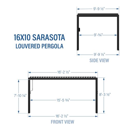 16x10 Sarasota Steel Louvered Pergola - Image 3