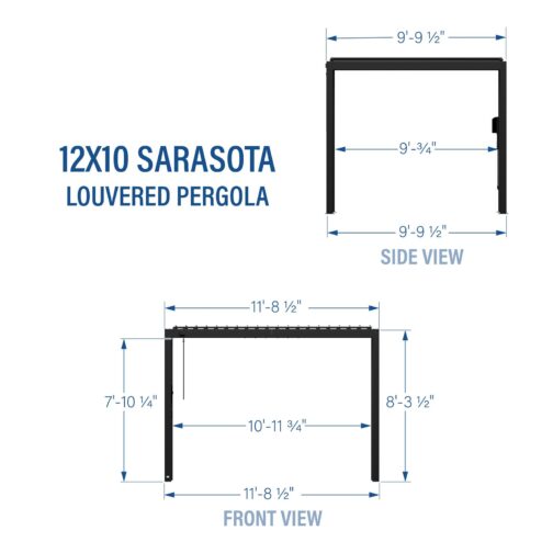 12x10 Sarasota Steel Louvered Pergola - Image 3