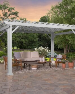 14×12 Hawthorne Traditional Steel Pergola With Sail Shade Soft Canopy