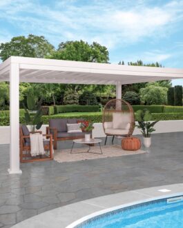 16×12 Windham Modern Steel Pergola With Sail Shade Soft Canopy