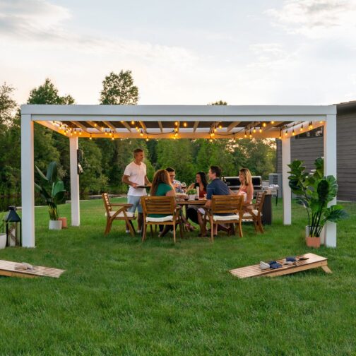 16x12 Windham Modern Steel Pergola With Sail Shade Soft Canopy - Image 7