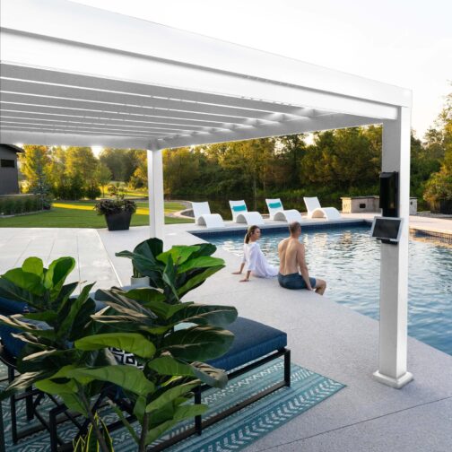 14x10 Windham Modern Steel Pergola With Sail Shade Soft Canopy - Image 13