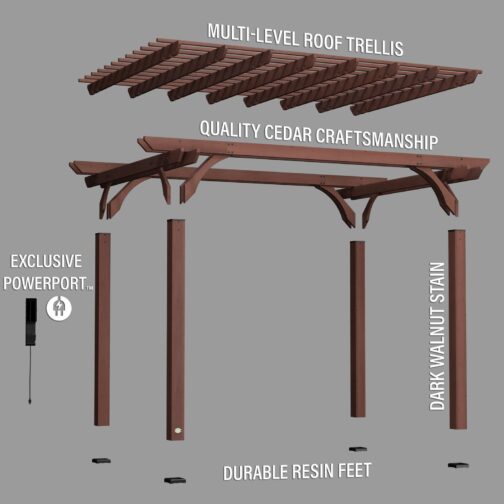 14x10 Somerville Pergola - Walnut Stain - Image 9