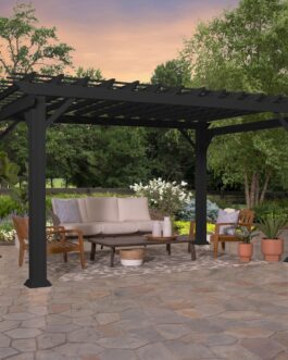 14×10 Stratford Traditional Steel Pergola With Sail Shade Soft Canopy