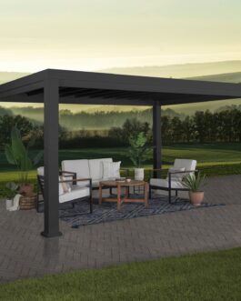 14×12 Trenton Modern Steel Pergola With Sail Shade Soft Canopy