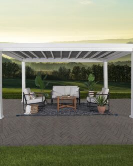 14×12 Windham Modern Steel Pergola With Sail Shade Soft Canopy