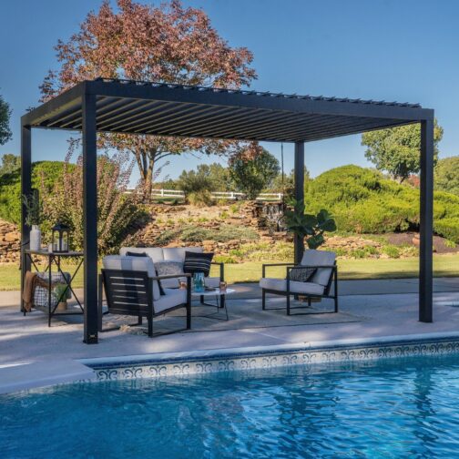 14x10 Sarasota Steel Louvered Pergola