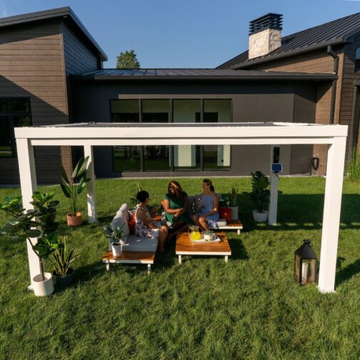 14x10 Windham Modern Steel Pergola With Sail Shade Soft Canopy - Image 16