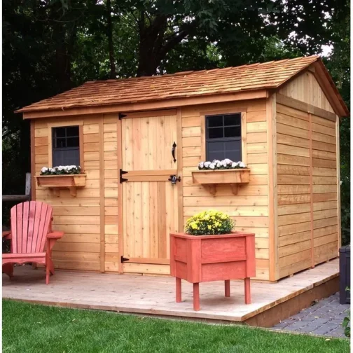 12 ft. W x 8 ft. D Cabana Cedar Wood Garden Shed