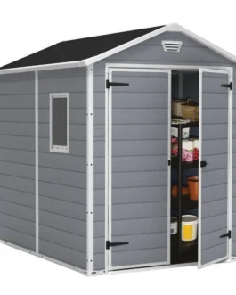 Manor 6 x 8 FT Vertical Storage Shed Durable Resin with Ventilation