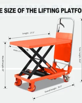 Scissor Lift Table 330lbs 20.3″ Lifting Height with Hydraulic Pedal