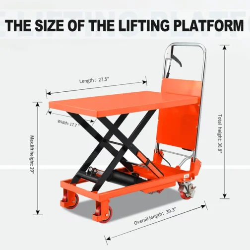 Scissor Lift Table 330lbs 20.3" Lifting Height with Hydraulic Pedal - Image 2