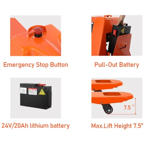 Full Electric Lithium Battery Pallet Jack 3300 lbs Cap. 48" x27" Fork