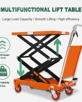 Double Scissor Lift Table Cart 330lbs. 43.3″ Lifting Height