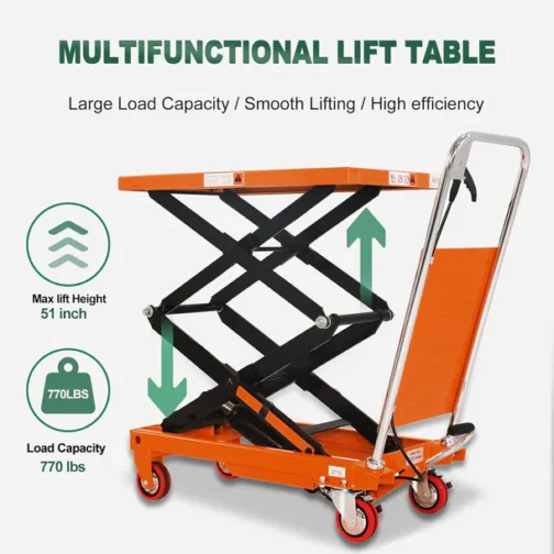 Double Scissor Lift Table Cart 330lbs. 43.3" Lifting Height - Image 2