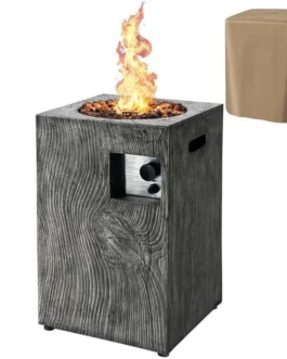 16″ Square Outdoor Propane Firepit, 30000 BTU Gas Fire Pit