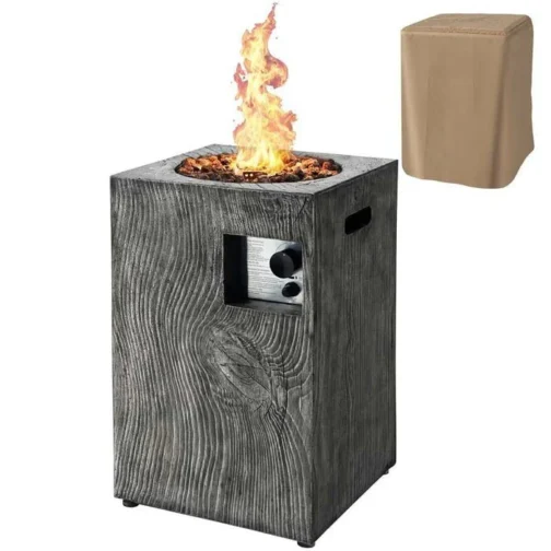 16″ Square Outdoor Propane Firepit, 30000 BTU Gas Fire Pit