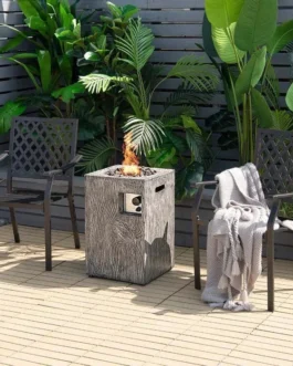 16″ Square Outdoor Propane Firepit, 30000 BTU Gas Fire Pit