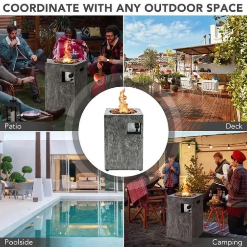 16″ Square Outdoor Propane Firepit, 30000 BTU Gas Fire Pit - Image 4