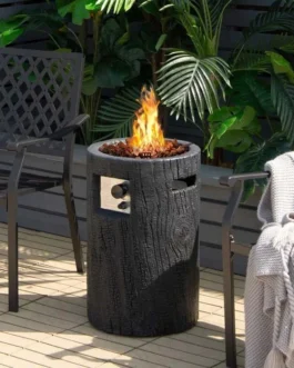 16″ Cylindrical Outdoor Patio Firepit, 30000 BTU Auto Ignition
