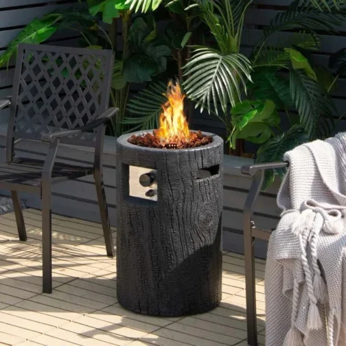 16″ Cylindrical Outdoor Patio Firepit, 30000 BTU Auto Ignition - Image 2