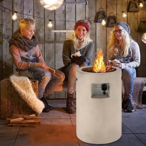 16″ Cylindrical Outdoor Patio Firepit, 30000 BTU Auto Ignition - Image 5