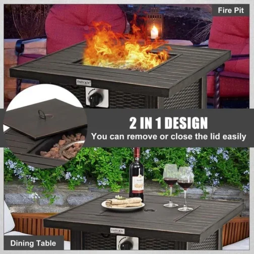 30″ Square Propane Fire Pit Table, 50000 BTU Outdoor Gas Fire Table - Image 5