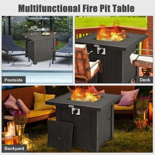 30″ Square Propane Fire Pit Table, 50000 BTU Outdoor Gas Fire Table - Image 6