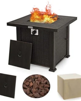 30″ Square Propane Fire Pit Table, 50000 BTU Outdoor Gas Fire Table