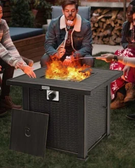 30″ Square Propane Fire Pit Table, 50000 BTU Outdoor Gas Fire Table