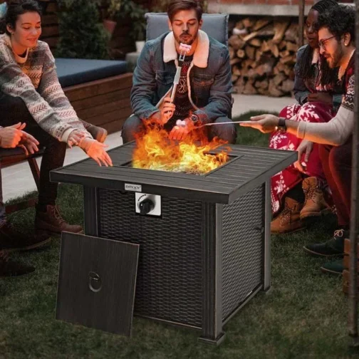 30″ Square Propane Fire Pit Table, 50000 BTU Outdoor Gas Fire Table - Image 2