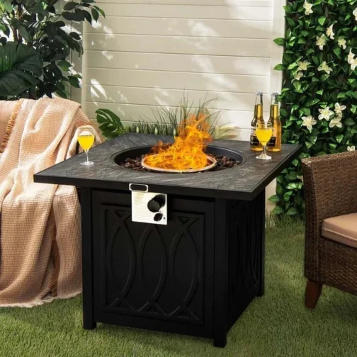 32″ Square Propane Fire Pit Table, 50000 BTU Outdoor Gas Firepit - Image 2